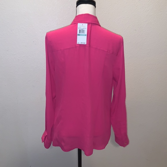 NWT Michael Kors Basics Radiant pink pocket zip up shirt - Picture 6 of 9